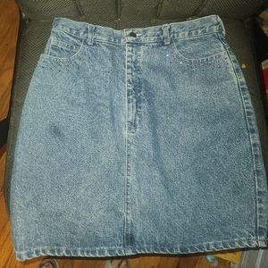 Vintage David David Rhinestone Jean Skirt